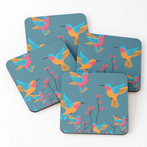 Item preview, Beautiful colorful hummingbirds on the azure background designed and sold by Knock on my door.
