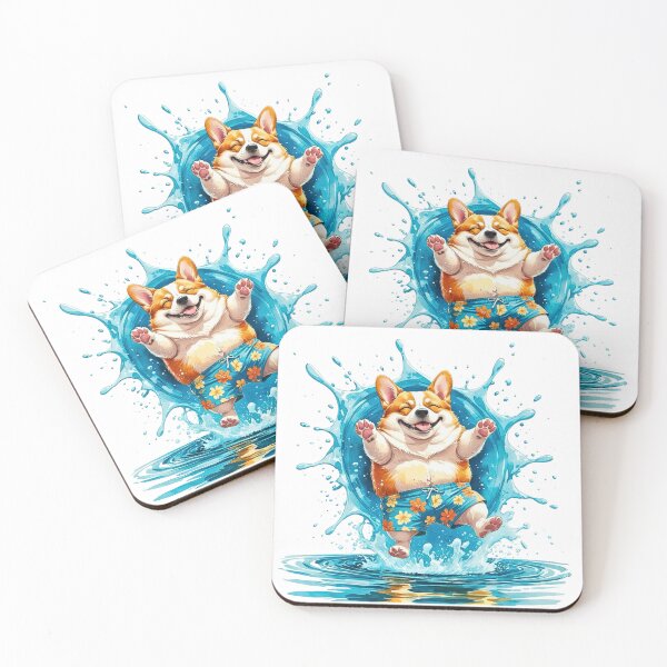 Item preview, Happy Corgi Summer Splash Pool Party designed and sold by AQUILAKREO.