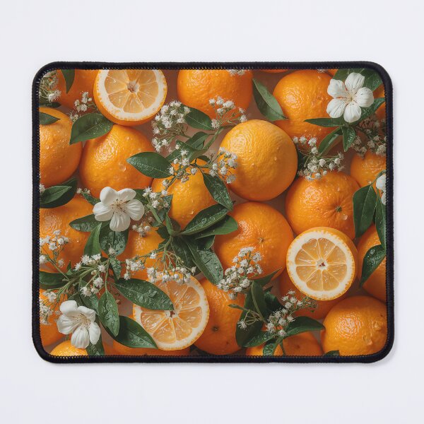 Item preview, Fresh oranges with leaves and flowers background designed and sold by TanyaLovus.