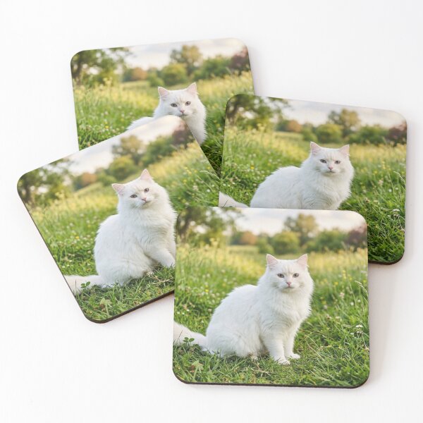 Item preview, White Siberian cat in the grass designed and sold by Malisa345.