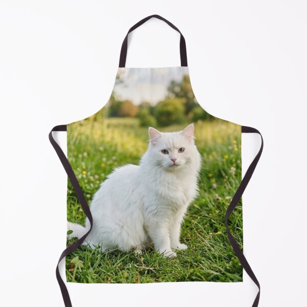 Item preview, White Siberian cat in the grass designed and sold by Malisa345.