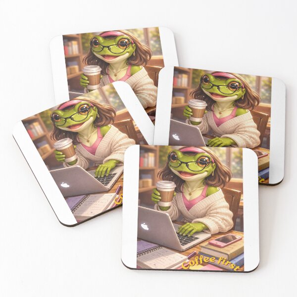 Item preview, Cute Frog Student with Coffee designed and sold by GlitterAndStars.
