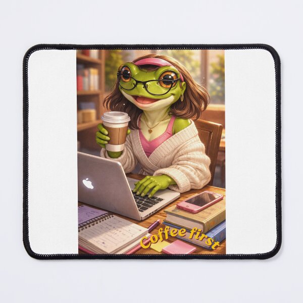 Item preview, Cute Frog Student with Coffee designed and sold by GlitterAndStars.
