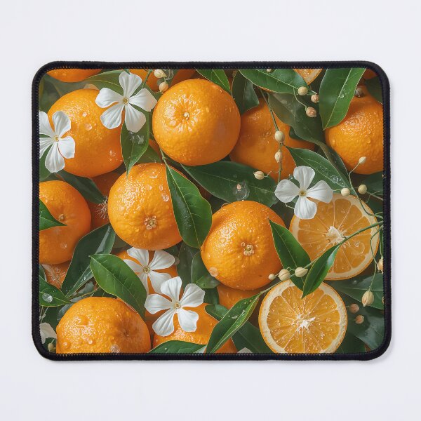 Item preview, Fresh oranges with leaves and flowers background designed and sold by TanyaLovus.