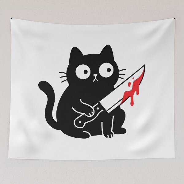 Item preview, Murderous Black Cat With Knife designed and sold by DesignStock95.