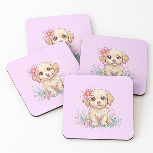 Item preview, Adorable cachorro de Golden Retriever en acuarela - Linda ilustración floral de mascota designed and sold by The Real Life Symphony.