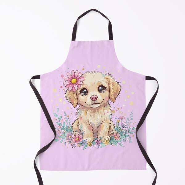 Artikelvorschau, Bezaubernder Golden-Retriever-Welpe in Aquarell – Niedliche Haustierillustration mit Blumen entworfen und verkauft von The Real Life Symphony.