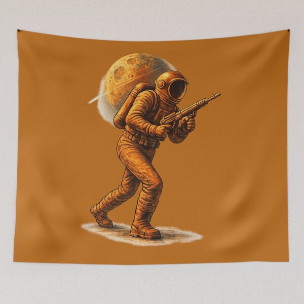 Item preview, Retro Astronaut Blaster Action – Space Warrior Charlie designed and sold by BB Design Garage.