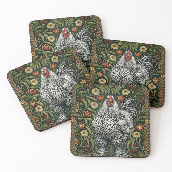 Item preview, Light Brahma Rooster Floral Art designed and sold by AntiqueImages.