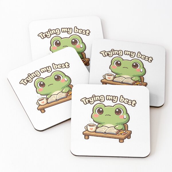 Item preview, Trying My Best Frog - Cute Kawaii Study Motivational Sticker designed and sold by FluffiPopo.