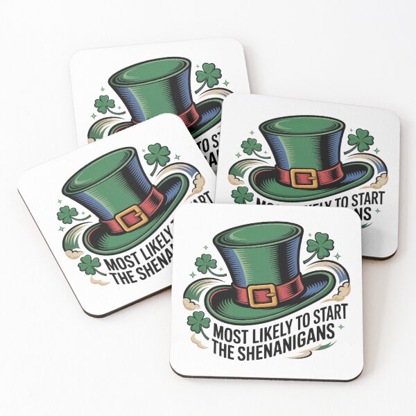 Item preview, Japanese Woodblock Leprechaun Hat with Clovers designed and sold by Bloomkept.
