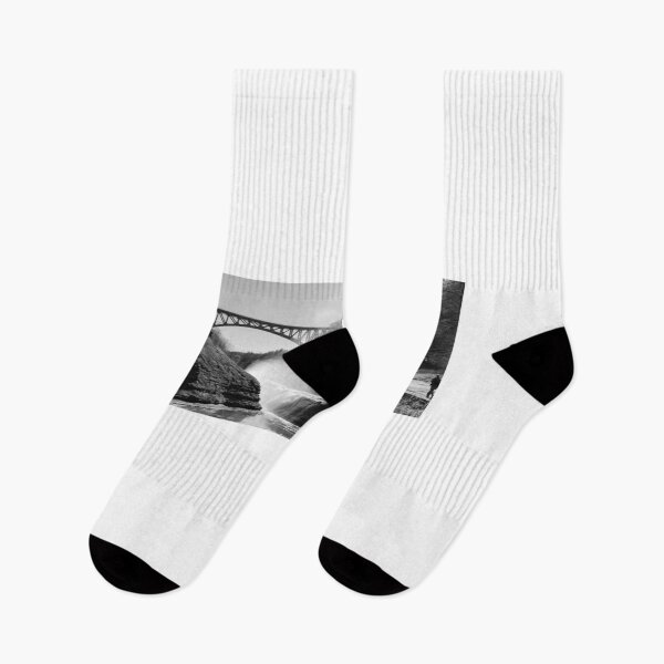 Item preview, Black & White Misty Waterfall by Bridge designed and sold by CakenCoffeeCafe.