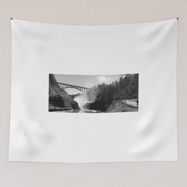 Item preview, Black & White Misty Waterfall by Bridge designed and sold by CakenCoffeeCafe.