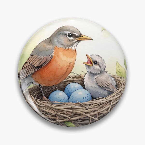 Item preview, Robin Nest Watercolor | Bird and Eggs Nature Art designed and sold by Debbie Schulte.