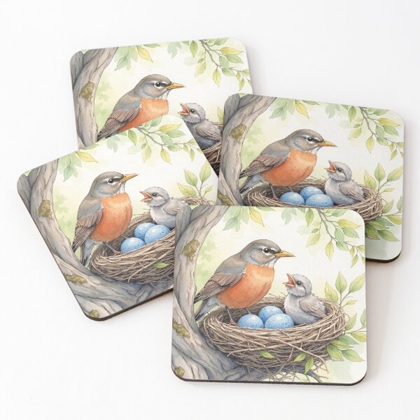 Item preview, Robin Nest Watercolor | Bird and Eggs Nature Art designed and sold by Debbie Schulte.