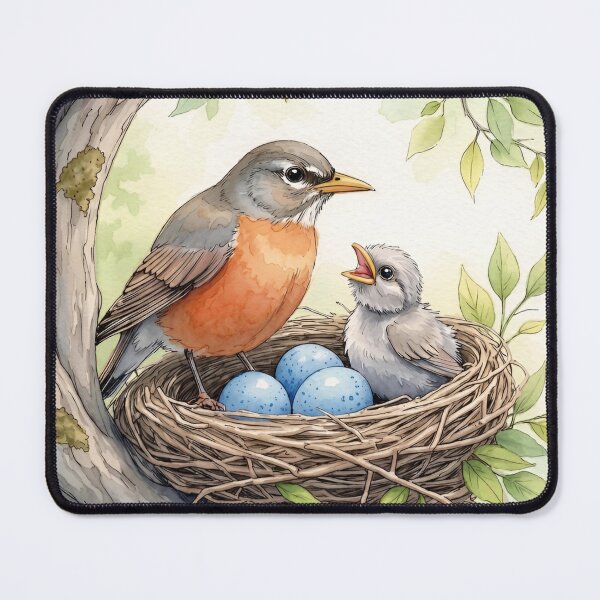 Item preview, Robin Nest Watercolor | Bird and Eggs Nature Art designed and sold by Debbie Schulte.