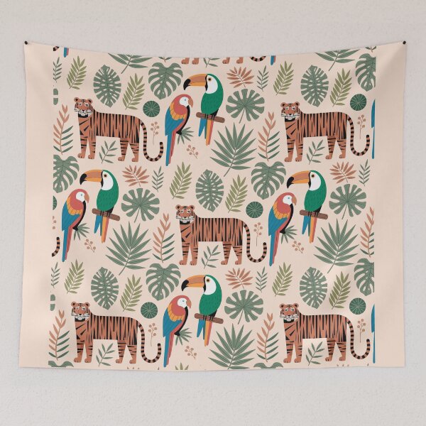 Item preview, Trendy Tropical Jungle Animals Seamless Pattern designed and sold by WikaKowalczyk.