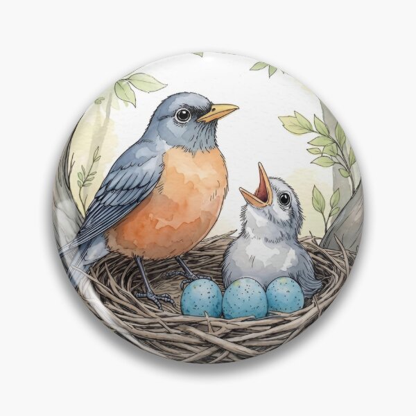Item preview, Robin Bird Nest with Eggs | Watercolor Nature Illustration designed and sold by Debbie Schulte.