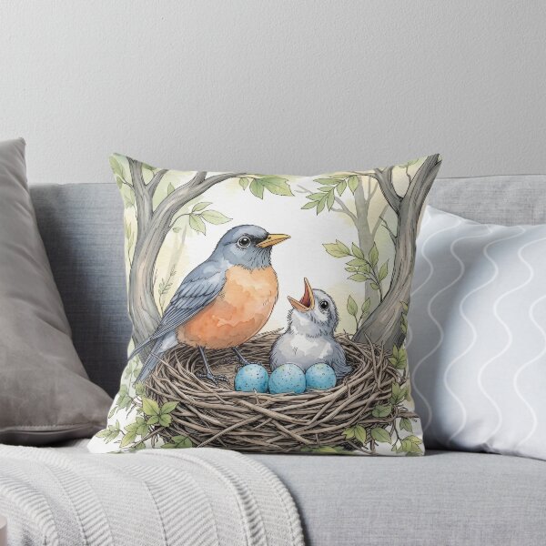 Item preview, Robin Bird Nest with Eggs | Watercolor Nature Illustration designed and sold by Debbie Schulte.