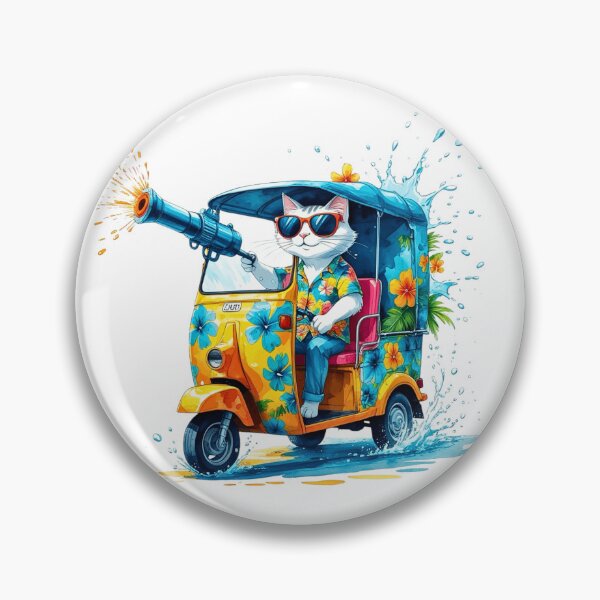 Item preview, Songkran Cat Tuk Tuk Water Gun Fight designed and sold by AQUILAKREO.