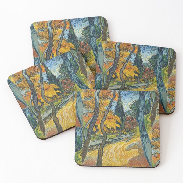 Item preview, Arbres Dans Le Jardin De Lasile by Vincent van Gogh: Autumn Tree Path Poster designed and sold by artofuniverse.