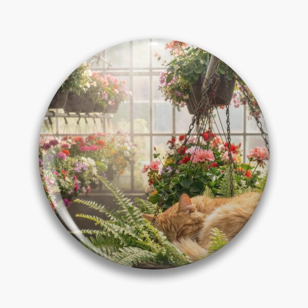Item preview, Ginger Cat Sleeping in a Hanging Fern Plant designed and sold by Maria Dryfhout.