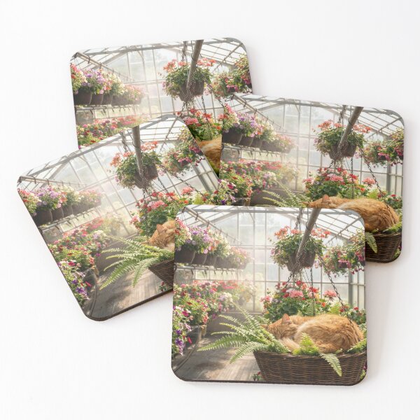Item preview, Ginger Cat Sleeping in a Hanging Fern Plant designed and sold by Maria Dryfhout.