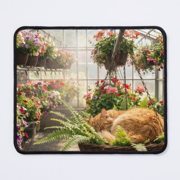 Item preview, Ginger Cat Sleeping in a Hanging Fern Plant designed and sold by Maria Dryfhout.