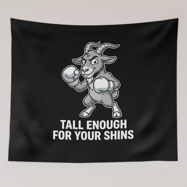 Item preview, Tall Enough For Your Shins Funny Goat Boxing Meme Sarcastic Animal Streetwear Humor Design designed and sold by bilal sibgui.