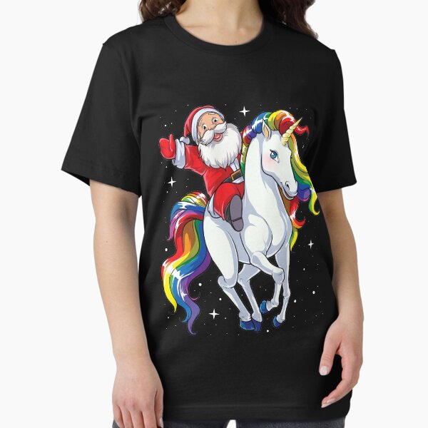 Item preview, Santa Riding Unicorn T-Shirt Weihnachtsgeschenke Rainbow Space Xmas T-Shirt Geschenke Ideen designed and sold by LiqueGifts.
