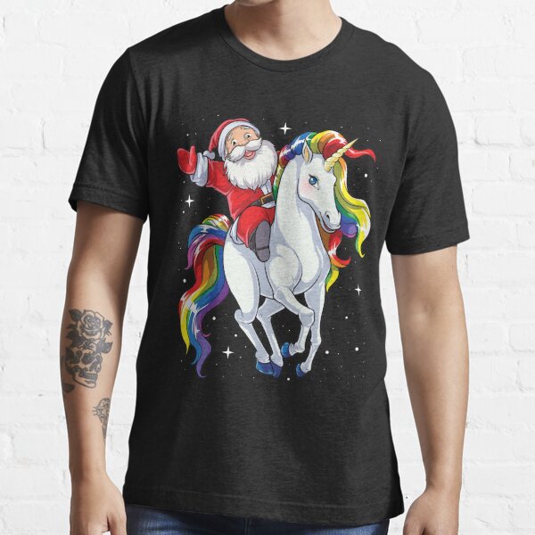 Cadeau de Noël de Santa Claus Santa Licorne' T-shirt classique col V Femme
