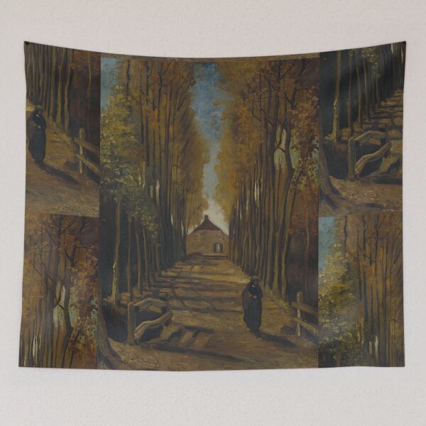 Item preview, Avenue of Poplars in Autumn by Vincent van Gogh: Moody Autumn Landscape Poster designed and sold by artofuniverse.