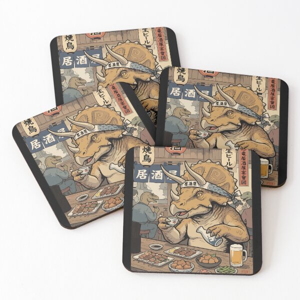 Item preview, Triceratops Japanese Izakaya Dinosaur Sake Foodie Art designed and sold by BoyleDesignShop.