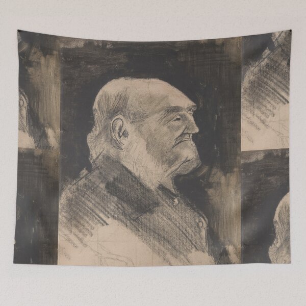 Item preview, Bald Headed Orphan Man by Vincent van Gogh: Expressive Charcoal Portrait Poster designed and sold by artofuniverse.