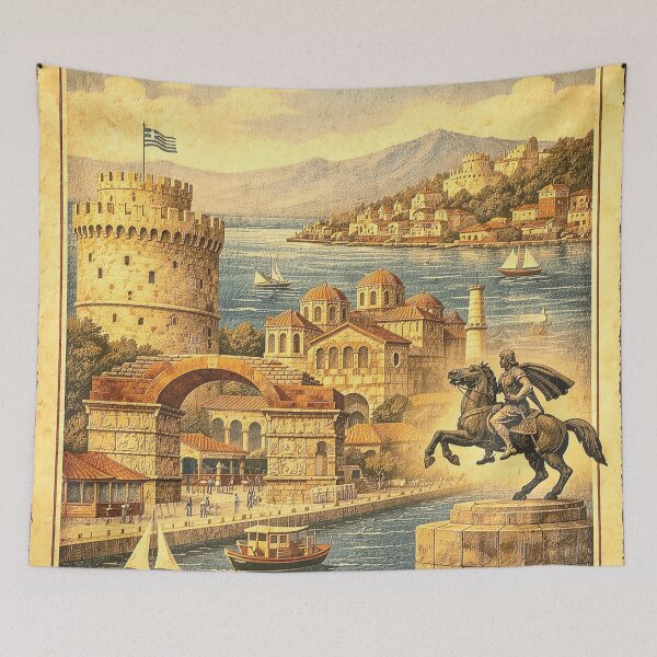 Item preview, Vintage Thessaloniki HELLAS Travel Poster Art designed and sold by mythographiaart.
