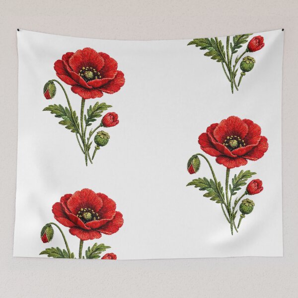 Item preview, Red Poppy Flower Embroidery Design designed and sold by mybunnyparadise.