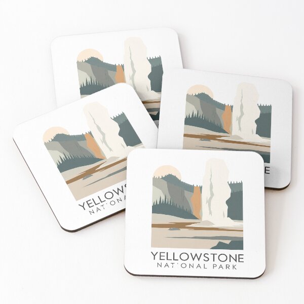 Item preview, Yellowstone National Park Old Faithful Geyser – Minimalist Nature Poster Print designed and sold by OzzFrequency.