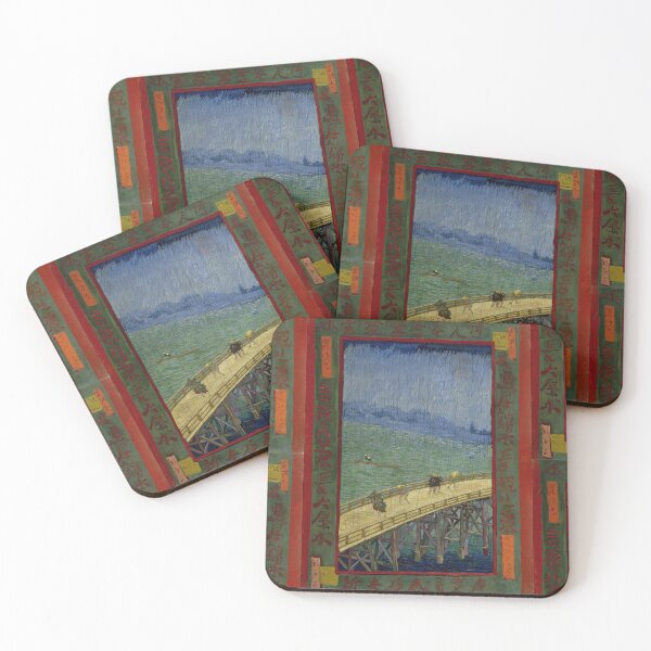 Item preview, Bridge in the Rain After Hiroshige by Vincent van Gogh: Japonisme Fine Art Print designed and sold by artofuniverse.