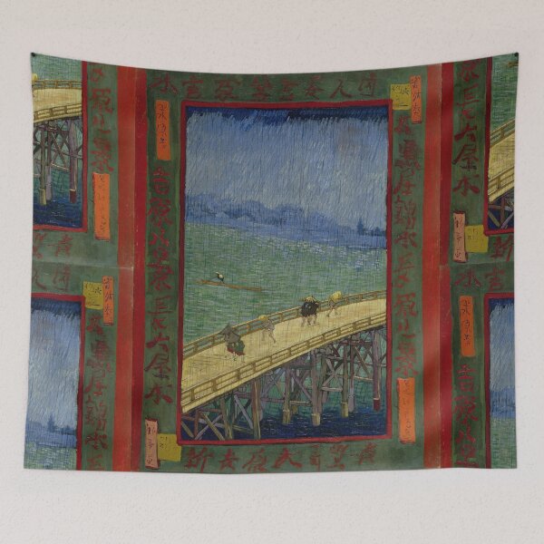 Item preview, Bridge in the Rain After Hiroshige by Vincent van Gogh: Japonisme Fine Art Print designed and sold by artofuniverse.