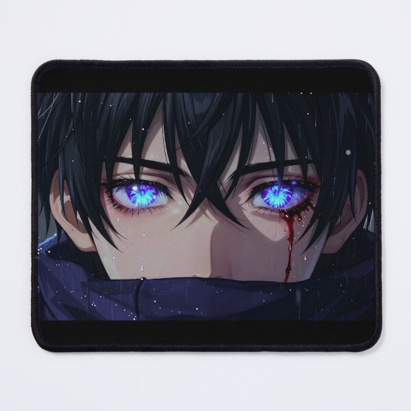 Item preview, Ethereal Blue Eyes Anime Boy – Dark Aesthetic Manhwa Art, Rain Tears & Blood, Emotional Cinematic Portrait designed and sold by bistuni.