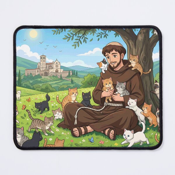 Item preview, Saint Francis of Assisi with Cats designed and sold by BrunoLinuxArt.
