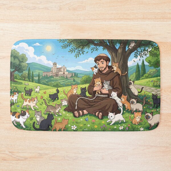 Item preview, Saint Francis of Assisi with Cats designed and sold by BrunoLinuxArt.