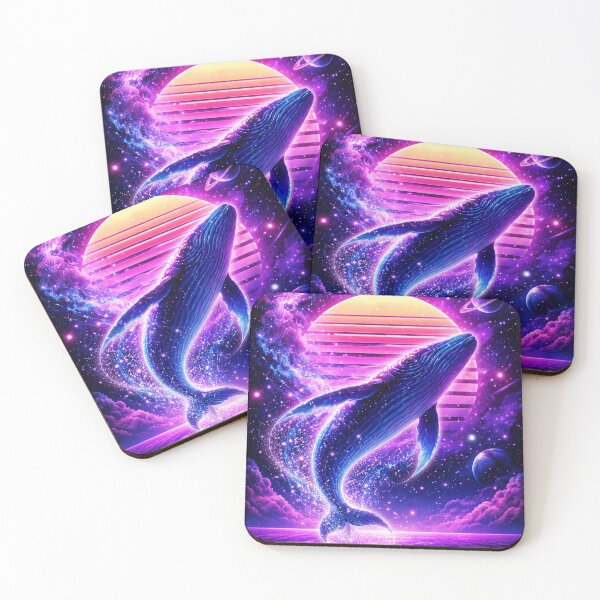 Item preview, Cosmic Whale Synthwave Art – Neon Galaxy Ocean Vaporwave Aesthetic Retro Space Design designed and sold by 486DesignCo.