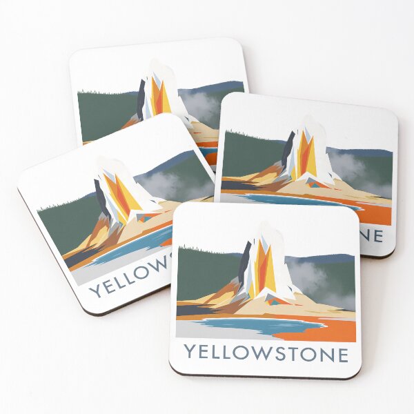 Item preview, Yellowstone National Park Old Faithful Geyser – Minimalist Nature Poster Print designed and sold by OzzFrequency.