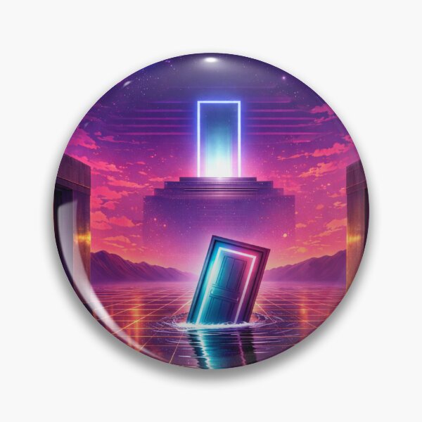 Item preview, Liminal Synthwave Portal Door – Neon Retro Futuristic Vaporwave Aesthetic Grid Landscape designed and sold by 486DesignCo.