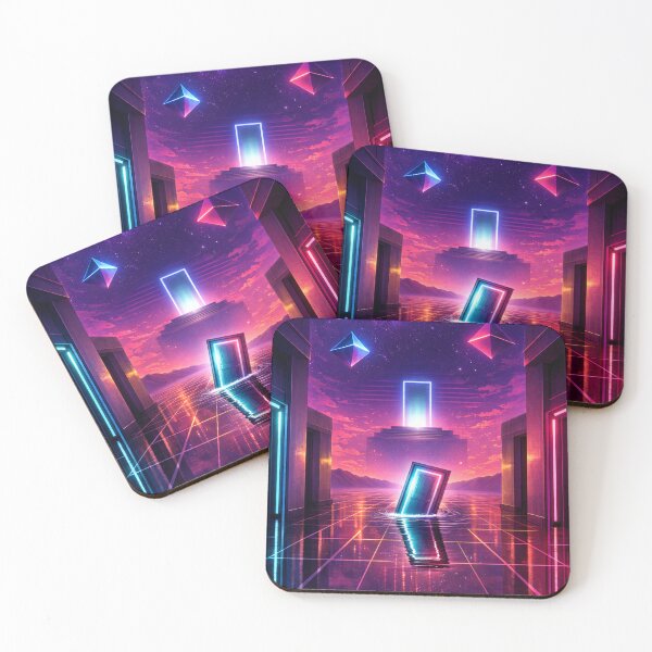 Item preview, Liminal Synthwave Portal Door – Neon Retro Futuristic Vaporwave Aesthetic Grid Landscape designed and sold by 486DesignCo.
