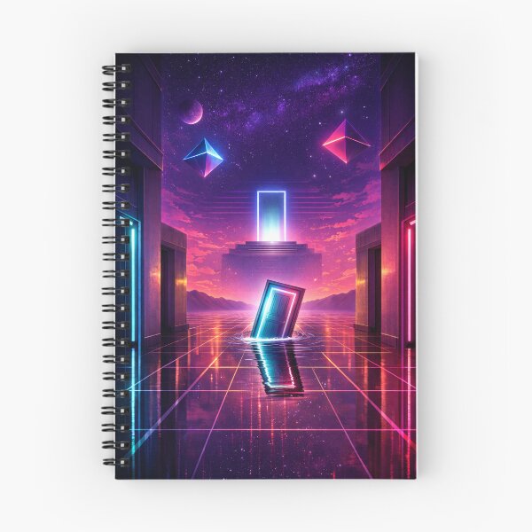 Item preview, Liminal Synthwave Portal Door – Neon Retro Futuristic Vaporwave Aesthetic Grid Landscape designed and sold by 486DesignCo.