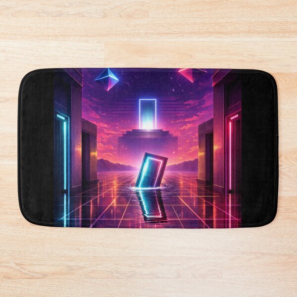 Artikelvorschau, Liminales Synthwave-Portal – Neon-Retro-Futuristische Vaporwave-Ästhetik-Gitterlandschaft entworfen und verkauft von 486DesignCo.