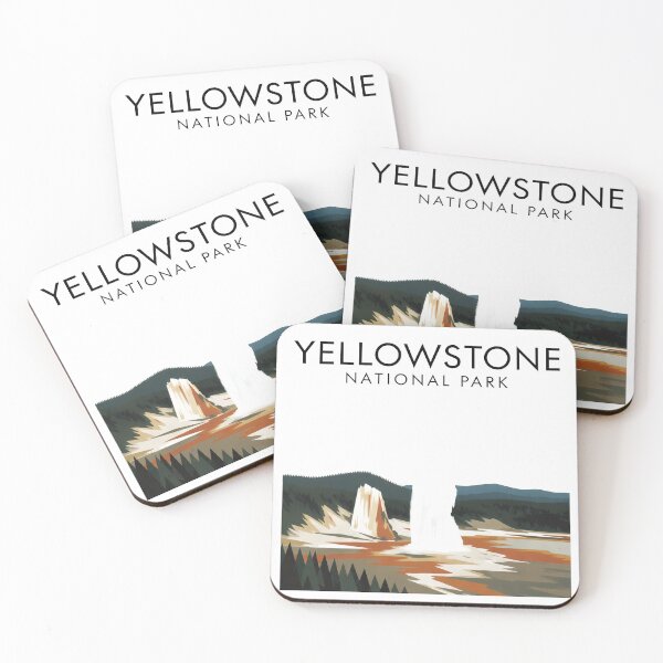 Item preview, Yellowstone National Park Old Faithful Geyser – Minimalist Nature Poster Print designed and sold by OzzFrequency.