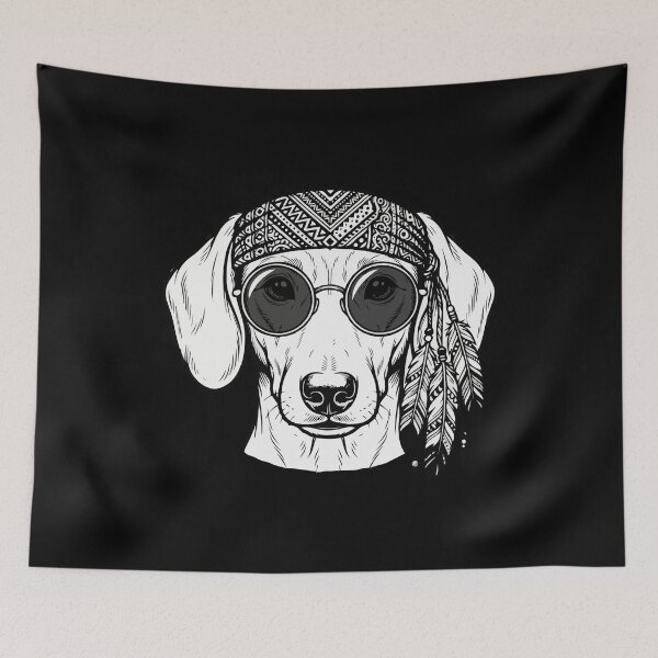 Item preview, Dachshund Boho Chic Dog - Cool Sunglasses and Bandana Vector designed and sold by The Real Life Symphony.